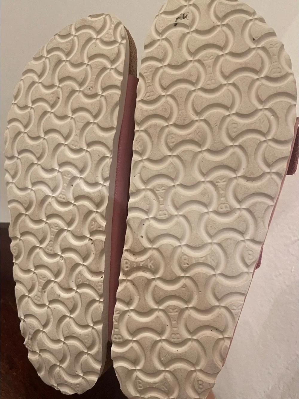 Birkenstock Arizona Pink Leather Two-Strap Buckle Sandals